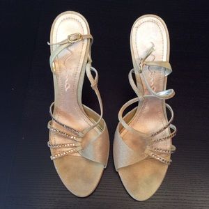 Gold Nina strappy heels